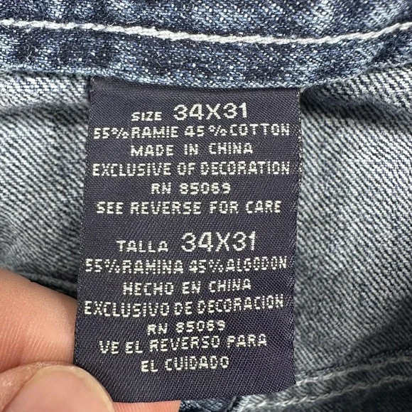 Vintage Paco Jeans Jeans Mens 34x31 Blue Wide Leg Baggy Embroidered Y2K Skater